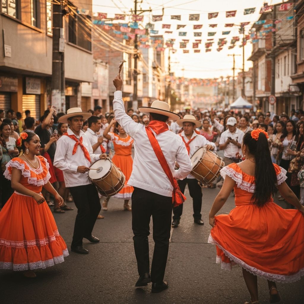 Latin culture celebration with music, dance, and food